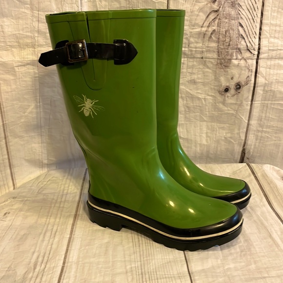 kate spade Shoes - Kate Spade Riley tall rubber rain boots galoshes green size 9 EUC